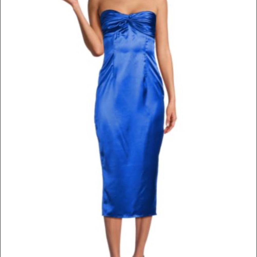 AREA STARS Gilly Strapless Midi Bodycon Dress